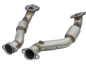 aFe Power - aFe Power Twisted Steel Mid Pipe 3 IN 304 Stainless Steel w/ Cat Chevrolet Corvette (C7) & Z06 14-18 V8-6.2L/6.2L (sc) - 48-34130-1YC - Image 1