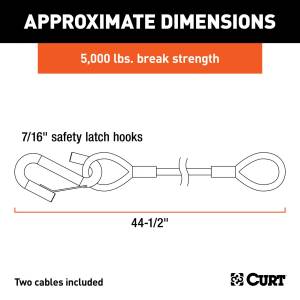 RockJock 4x4 - RockJock 4x4 Curt Towing Safety Cable Kit (44 1/2 Inch Long w/ 2 Snap Hooks 5000 lbs. 2-Pack) - RJ-80151 - Image 3