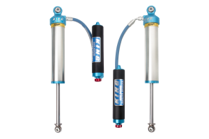 King Shocks 2019-2025 Chevrolet Silverado 1500 and GMC Sierra 1500 Rear 3 in Diameter Remote Reservoir Internal Bypass Adjustable Performance Shock Kit Pair 33700-133A
