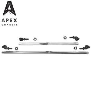 Apex Driveshaft HD 1 Ton Tie Rod & Drag Link Assembly, Polished Aluminum, No-Flip - KIT155-NoFlip