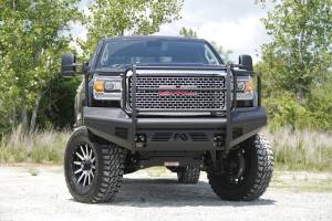Fab Fours Bumpers & Off-Road Armor | 1350 Offroad - Fab Fours Elite Front Ranch Bumper, Black Powder Coat, with Full Grill Guard & Tow Hooks - GM14-Q3160-1 - Image 1