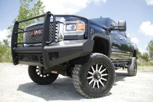 Fab Fours Bumpers & Off-Road Armor | 1350 Offroad - Fab Fours Elite Front Ranch Bumper, Black Powder Coat, with Full Grill Guard & Tow Hooks - GM14-Q3160-1 - Image 3