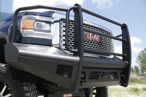 Fab Fours Bumpers & Off-Road Armor | 1350 Offroad - Fab Fours Elite Front Ranch Bumper, Black Powder Coat, with Full Grill Guard & Tow Hooks - GM14-Q3160-1 - Image 2