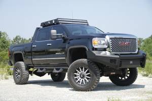 Fab Fours Bumpers & Off-Road Armor | 1350 Offroad - Fab Fours Elite Front Ranch Bumper, Black Powder Coat, without Grill Guard, with Tow Hooks - GM14-Q3161-1 - Image 2
