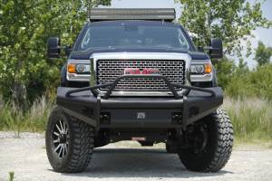 Fab Fours Bumpers & Off-Road Armor | 1350 Offroad - Fab Fours Elite Front Ranch Bumper, Black Powder Coat, with Pre-Runner Grill Guard & Tow Hooks - GM14-Q3162-1 - Image 2