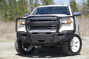 Fab Fours Bumpers & Off-Road Armor | 1350 Offroad - Fab Fours Premium Winch Front Bumper, Bare Steel, with Full Grill Guard, D-Ring Mounts - GS14-H3150-B - Image 4