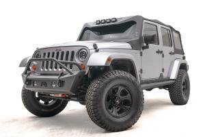 Fab Fours Bumpers & Off-Road Armor | 1350 Offroad - Fab Fours Stubby Bumper, with Pre-Runner Guard, 2 Stage Matte Black Powder Coated - JK07-B1952-1 - Image 2