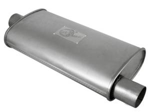 aFe Power Performance Parts & Installation | 1350 Offroad - aFe Scorpion Aluminized Steel Muffler 2-1/2-in ID Center/Offset x 9-in W x 4-in H x 18-in L- Oval Body - 49M00002 - Image 1