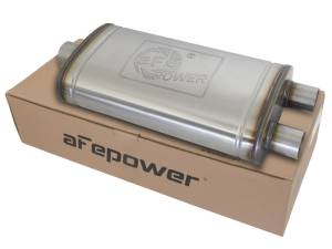 aFe Power Performance Parts & Installation | 1350 Offroad - aFe MACH Force-Xp 409 Stainless Steel Muffler 3-in ID Center/2-1/2-in ID Dual-Outlet x 22-in L - Oval Body - 49M00014 - Image 2