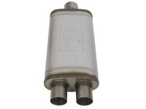 aFe Power Performance Parts & Installation | 1350 Offroad - aFe MACH Force-Xp 409 Stainless Steel Muffler 3-in ID Center/2-1/2 Dual-Outlet x 18-in L - Oval Body - 49M00018 - Image 4