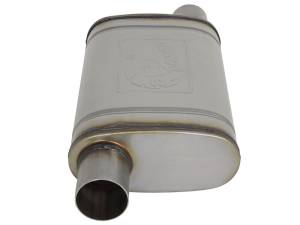 aFe Power Performance Parts & Installation | 1350 Offroad - aFe MACH Force-Xp 409 Stainless Steel Muffler 2-1/2-in ID Offset/Offset x 9-in W x 4-in H x 14-in L - Oval Body - 49M00028 - Image 2