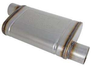 aFe Power Performance Parts & Installation | 1350 Offroad - aFe MACH Force-Xp 409 Stainless Steel Muffler 3-in ID Offset/Offset x 4-in H x 9-in W x 14-in L - Oval Body - 49M00030 - Image 1