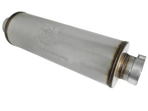 aFe Power Performance Parts & Installation | 1350 Offroad - aFe SATURN 4S 409 Stainless Steel Muffler 4-in ID Center/Center x 8-in Dia. x 30-in OAL - Round Body - 49M00038 - Image 1