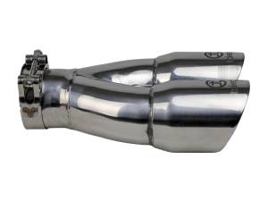aFe Power Performance Parts & Installation | 1350 Offroad - aFe Takeda 304 Stainless Steel Clamp-on Exhaust Tip Polished 2-1/2-in Inlet x 3-in Dual Outlet x 9-1/2-in L - 49T25364-P10 - Image 2