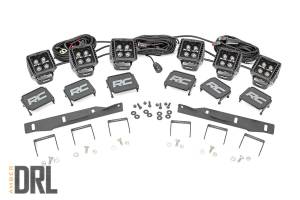 Rough Country Lift Kits & Suspension | 1350 Offroad - Rough Country LED Fog Light Kit, Black Series Lights with Amber DRL, Mounting Brackets, Wiring Harness - 70700DRLA - Image 1