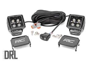 Rough Country Lift Kits & Suspension | 1350 Offroad - Rough Country Black Series Cree LED Fog Light Kit, [2] 2-in LED Square Lights, Cool White DRL, 40W - 70903BLKDRL - Image 1