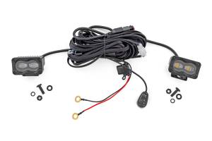 Rough Country Lift Kits & Suspension | 1350 Offroad - Rough Country Black Series LED Fog Light Kit, Flood Beam, Yellow SAE Fog Light, Pair, White Output 4800 Lumens - 70911 - Image 1