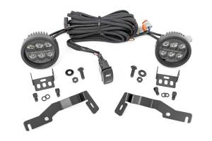 Rough Country Lift Kits & Suspension | 1350 Offroad - Rough Country Black Series LED Fog Light Kit, 3.5-in Round, Ditch Mount, Amber DRL - 72106 - Image 1