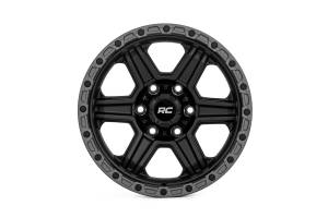 Rough Country Lift Kits & Suspension | 1350 Offroad - Rough Country Series 79 Wheel, One-Piece, Semi Gloss Black with Gunmetal Ring, 17x8.5-in, 6x5.5, 0mm Offset - 79170912B - Image 2