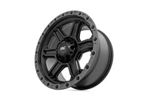 Rough Country Lift Kits & Suspension | 1350 Offroad - Rough Country Series 79 Wheel, One-Piece, Semi Gloss Black with Gunmetal Ring, 17x8.5-in, 6x5.5, 0mm Offset - 79170912B - Image 4