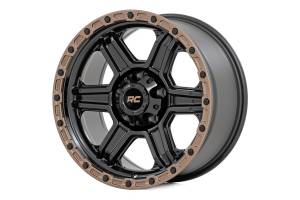 Rough Country Lift Kits & Suspension | 1350 Offroad - Rough Country Series 79 Wheel, One-Piece, Semi Gloss Black with Bronze Ring, 18x9, 5x5.5, 12mm - 79181214 - Image 1