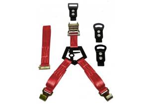 N-Fab Steps, Nerf Bars & Truck Accessories | 1350 Offroad - N-Fab Bed Mounted Rapid Tire Strap Universal - Gloss Black - Red Strap - BM1TSRD - Image 3