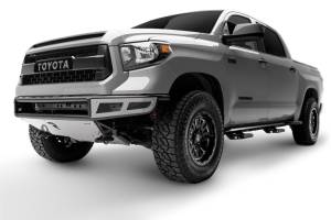 N-Fab Steps, Nerf Bars & Truck Accessories | 1350 Offroad - N-Fab M-RDS Front Bumper 14-17 Toyota Tundra - Gloss Black with Silver Skid Plate - T141MRDS - Image 1