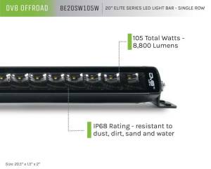 DV8 Offroad Bumpers & Jeep Accessories | 1350 Offroad - DV8 UNIVERSAL 20in. SINGLE ROW LED LIGHT BAR with FLOOD/SPOT COMBO PATTERN/SIDE MOUNTS - BE20SW105W - Image 5