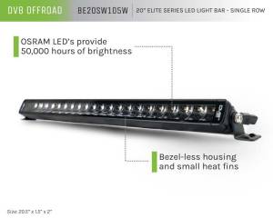 DV8 Offroad Bumpers & Jeep Accessories | 1350 Offroad - DV8 UNIVERSAL 20in. SINGLE ROW LED LIGHT BAR with FLOOD/SPOT COMBO PATTERN/SIDE MOUNTS - BE20SW105W - Image 10