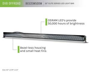DV8 Offroad Bumpers & Jeep Accessories | 1350 Offroad - DV8 UNIVERSAL 52-in DUAL ROW LED LIGHT BAR with FLOOD/SPOT PATTERN & SIDE MOUNTS - BE52EW500W - Image 11