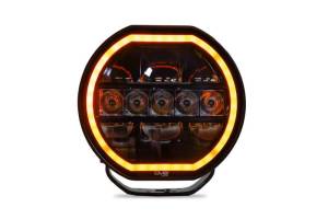 DV8 Offroad Bumpers & Jeep Accessories | 1350 Offroad - DV8 7in Halo Elite Round Light with Accent Halo - White/Amber - BE7RW108W-H - Image 12