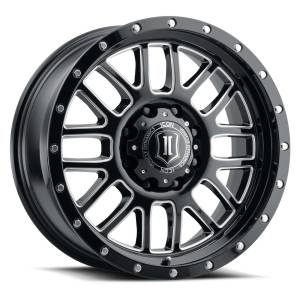 ICON Alloys Alpha, Gloss Black, Milled Windows, 20x9 / 8x180, 12mm Offset Wheel 1220908955GBMW